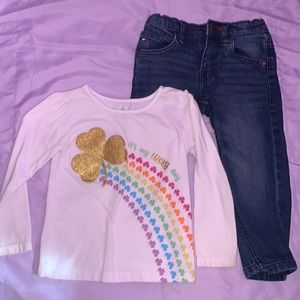 2at long sleeve clover shirt and 2T jeans